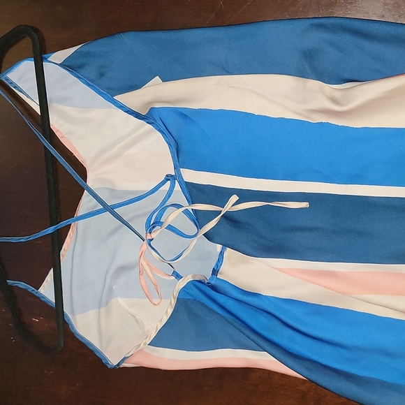 Lemlem x H&M Satiny Strappy Lightweight Flowy Sheath Slip Striped Dress Size L - Picture 5 of 11